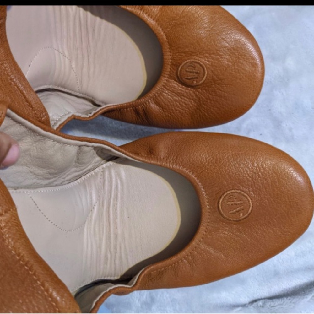 Sold on Mercari April Parker leather yellow sole flats like Tieks - Picture 1 of 3